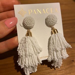 Panacea white bead earings